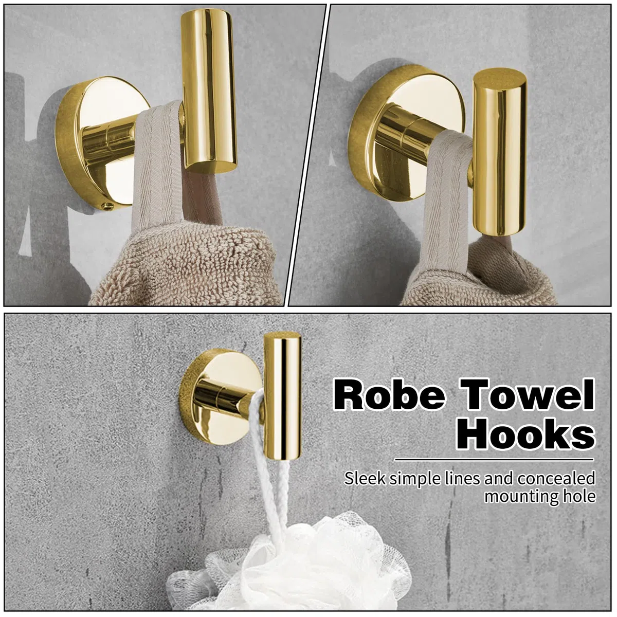 Set di 5 accessori da bagno in oro spazzolato, inclusi barre porta asciugamani da 40,6 cm, porta carta igienica, anelli per asciugamani, ganci per accappatoio