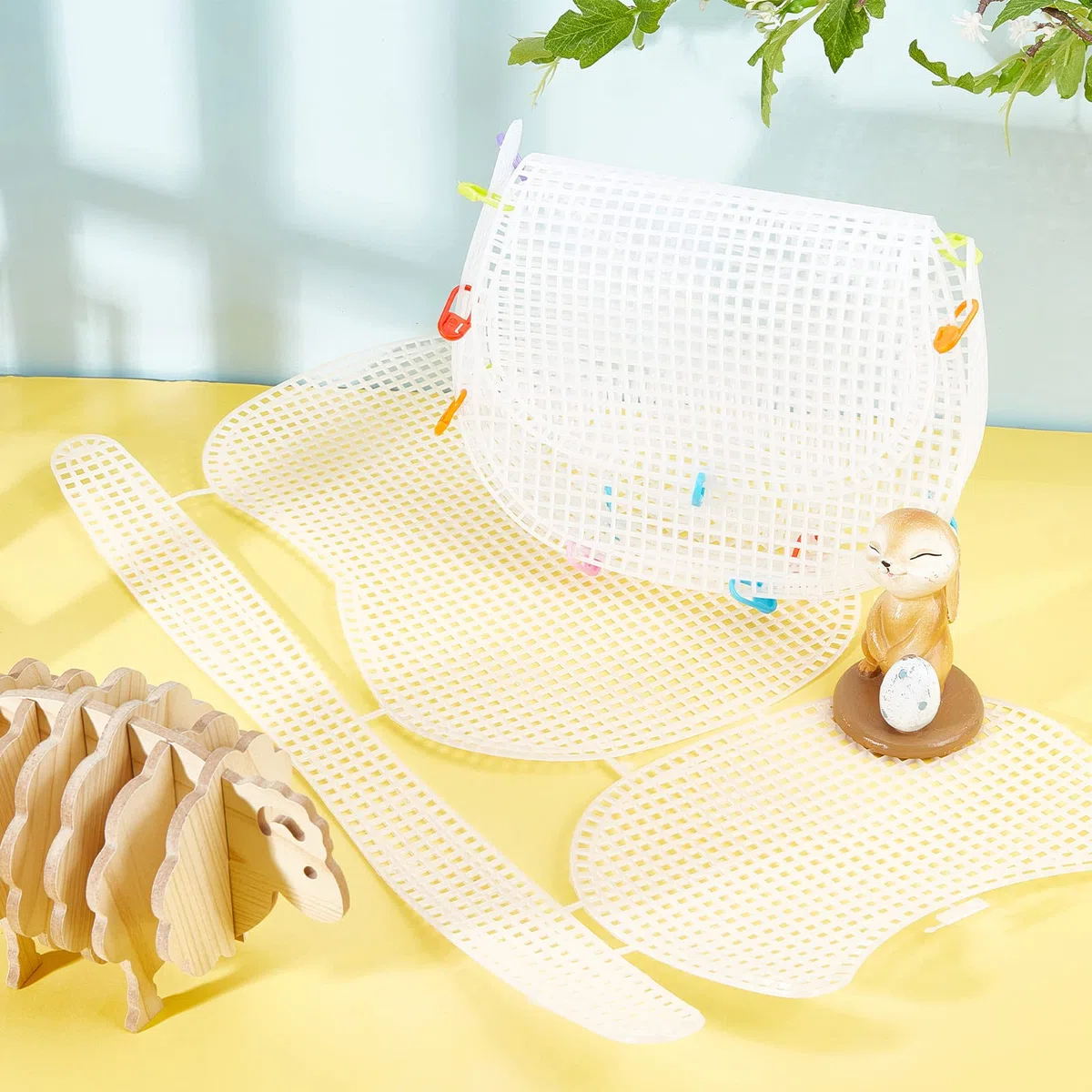 WADORN 6 pz Fogli Rete Plastica per Borse, 42.5 x 23.3 cm Fogli di Tela in Rete di Plastica Trasparente per Ricamo Fai da Te Ricamo A Punto Croce Fogli di Tela Bianca Forma Punto Croce