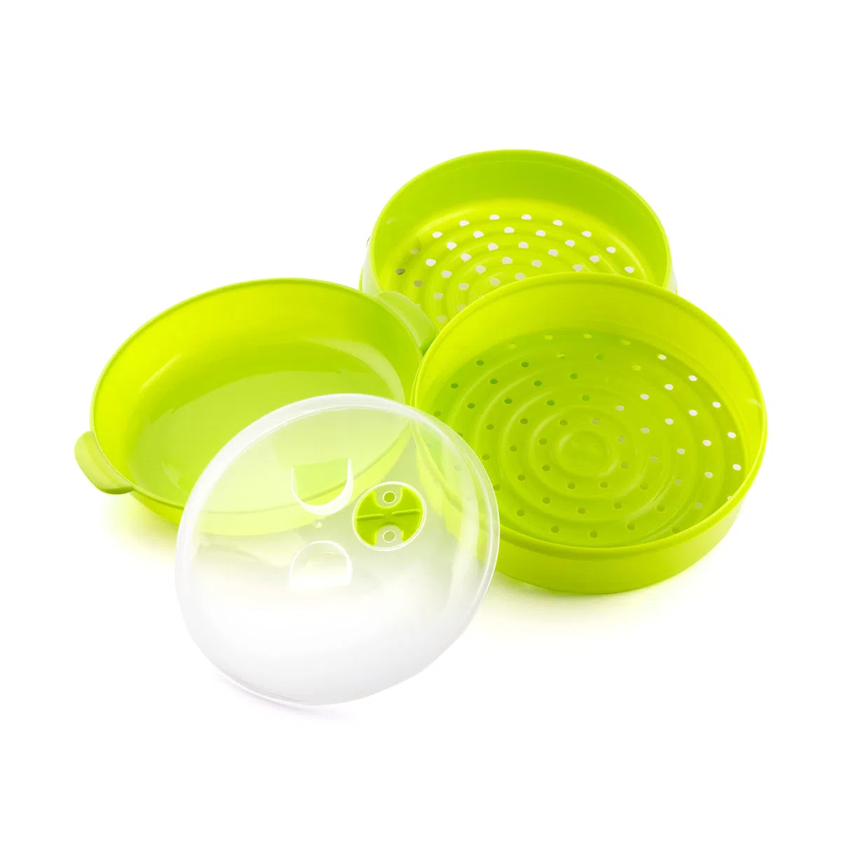 InnovaGoods - Vaporiera Doppia per Microonde Codowave, Cottura a Vapore Salutare, Facile da Usare e Pulire, PP Senza BPA, Verde, 22 x 12/17 cm, Plastica