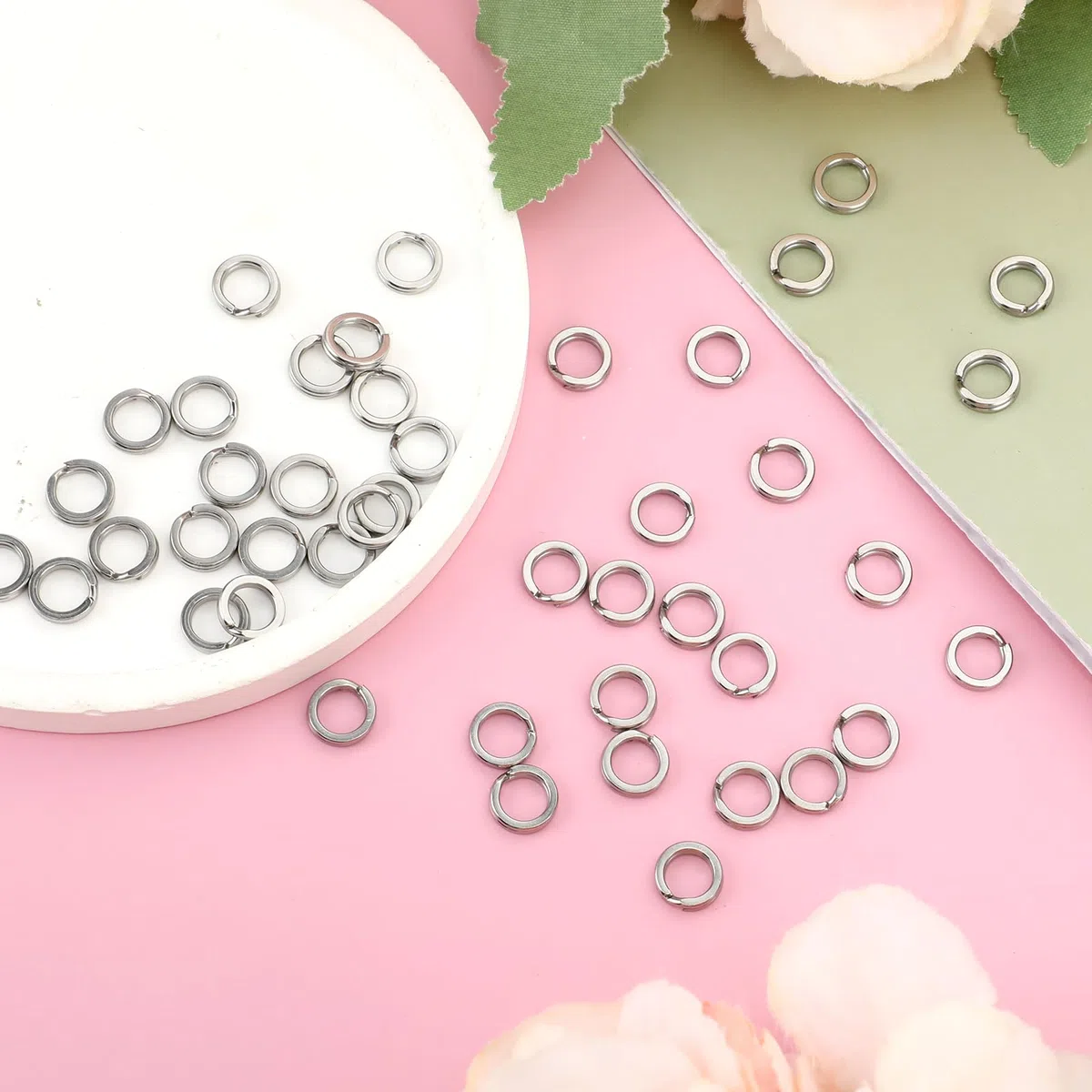 50 anelli portachiavi da 6 mm, in acciaio inox, piccoli accessori per portachiavi fai da te, anelli per la creazione di gioielli, mini portachiavi per la creazione di gioielli, fai da te, chiavi