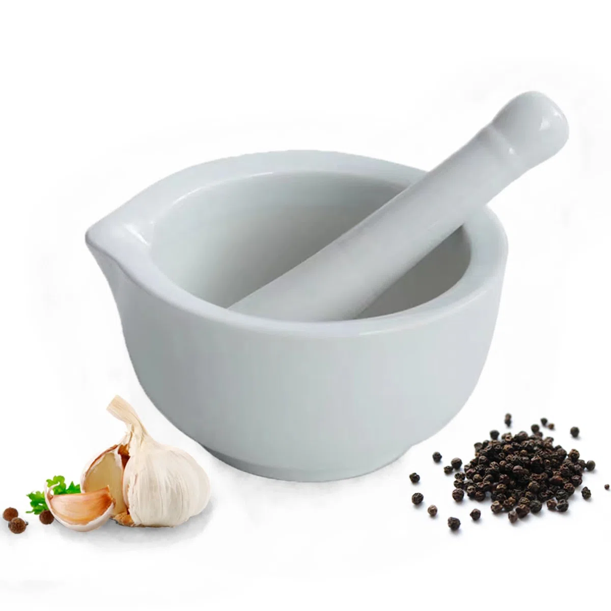 Pestello e Mortaio, Mortaio con Pestello Set di mortaio e pestello 10 cm, mortaio con pestello per spezie, noci, pepe o erbe, mortaio in porcellana, lavabile in lavastoviglie