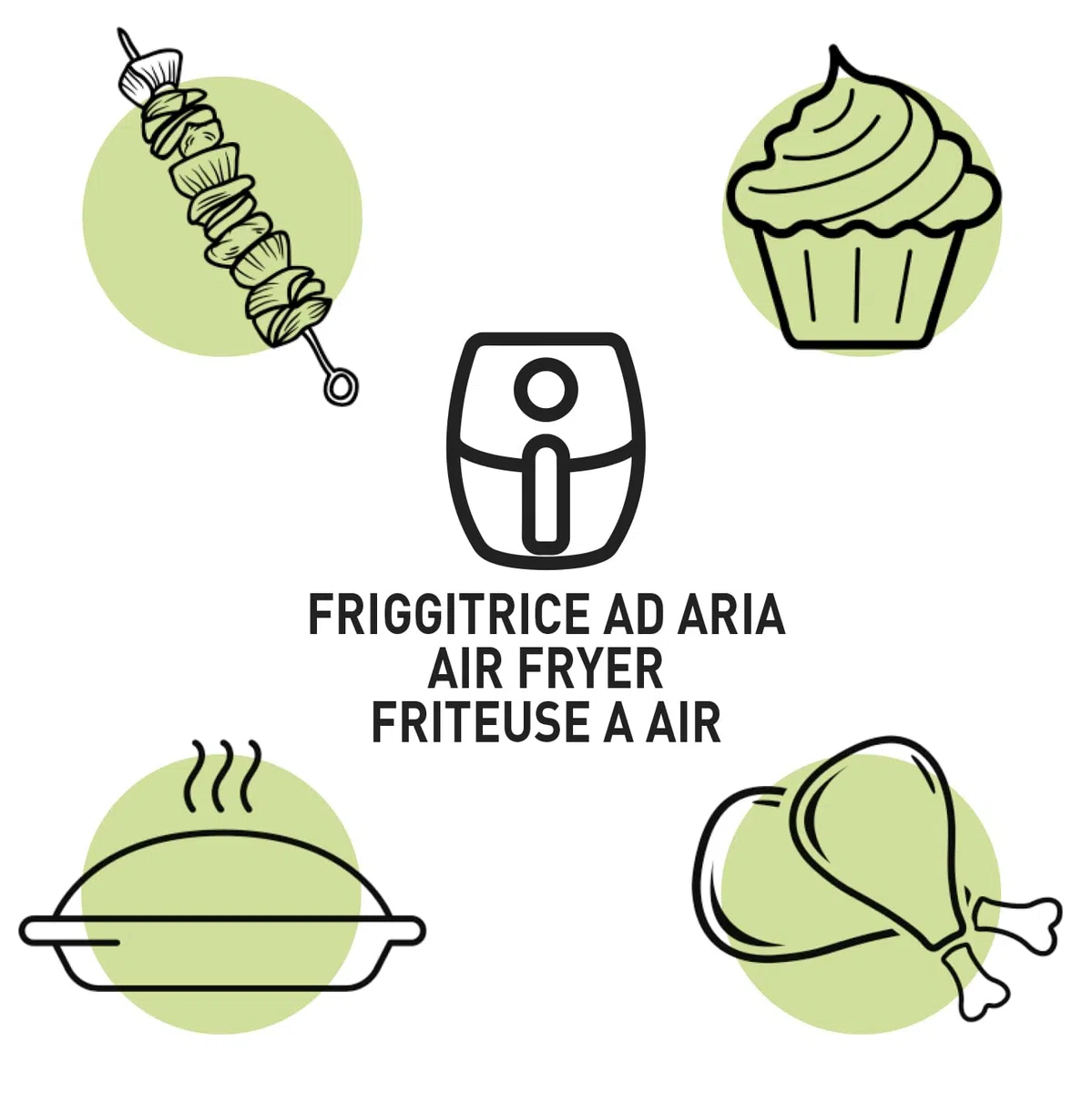 Guardini, Set di 6 stampi tondi Ø 13,5 cm, Ideali per friggitrice ad aria, Carta antiaderente, Monouso, Made in Italy, Linea Air Fryer