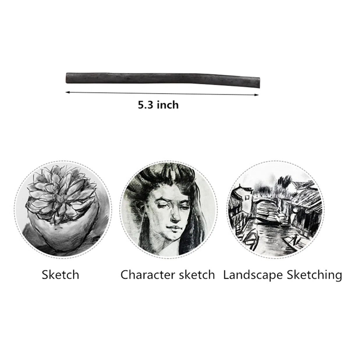50 carboncini a forma di vite, morbidi, neri per disegnare, schizzi e belle arti, matite a carboncino per schizzi di salice per disegnare, 2 scatole da 3-5 mm, 5-8 mm
