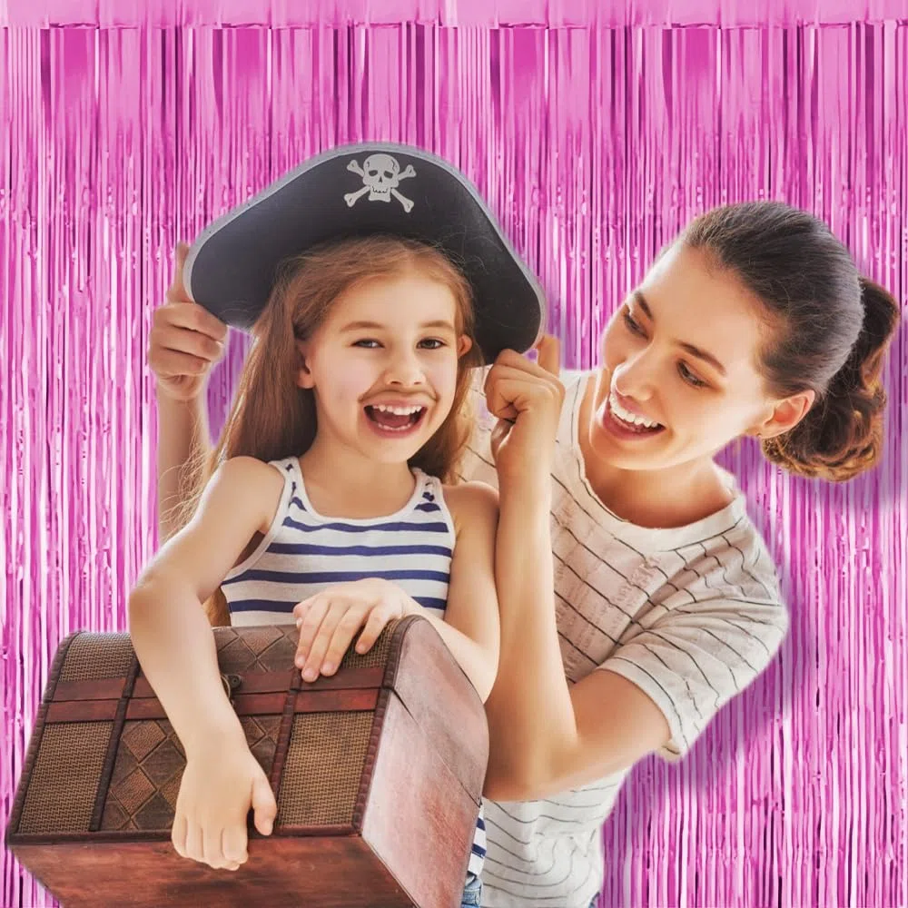 6 Pezzi Rosa Tende Metalliche Feste, 1M x 2M Tenda Compleanno In Plastica, Tenda Per Compleanno Decorazione per La Decorazione Dello Sfondo, La Decorazione Della Festa, Decorazione Del Compleanno