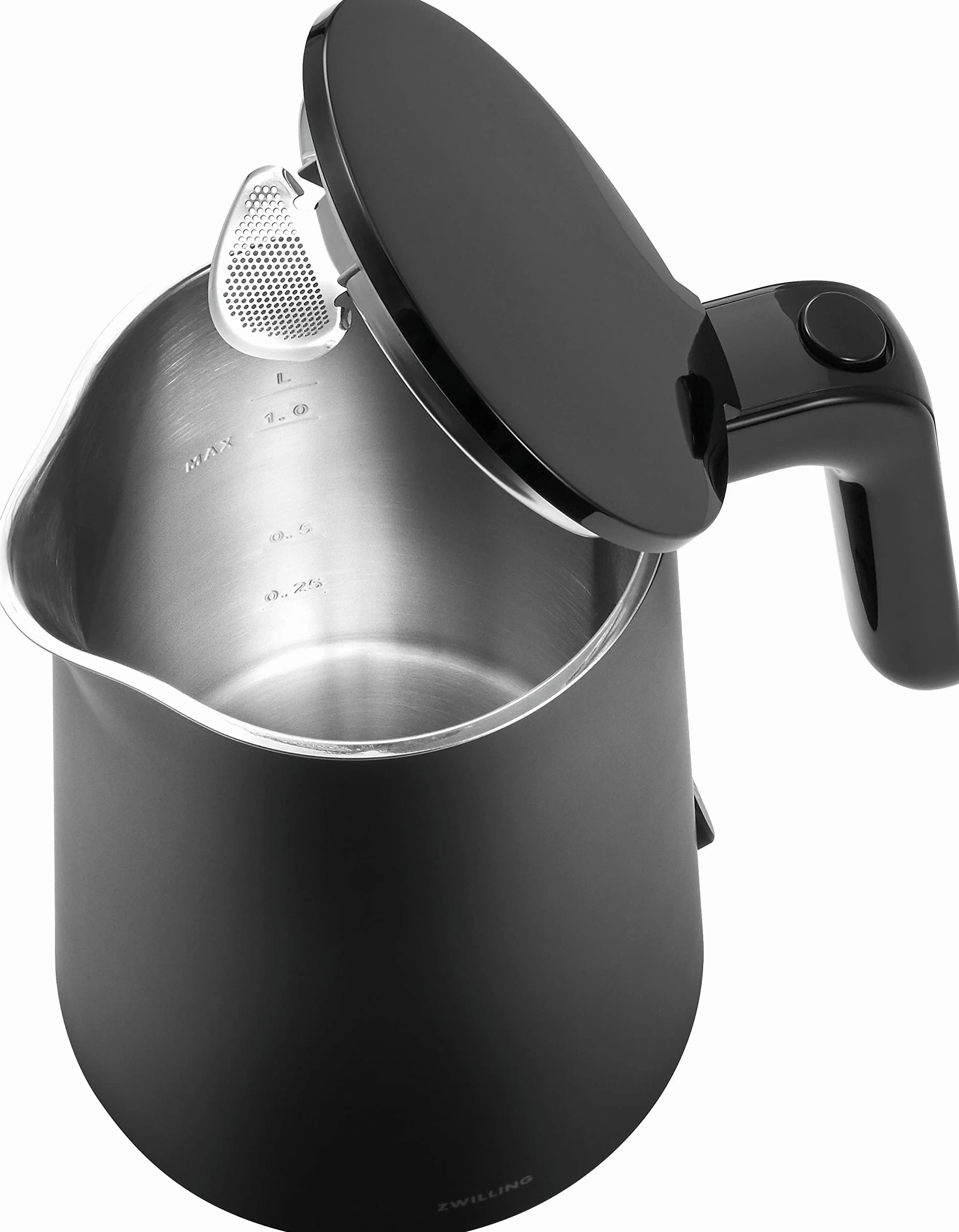 ZWILLING ENFINIGY Bollitore con filtro anticalcare in acciaio inox e protezione dal surriscaldamento, 1850 watt, 1,0 litri, nero