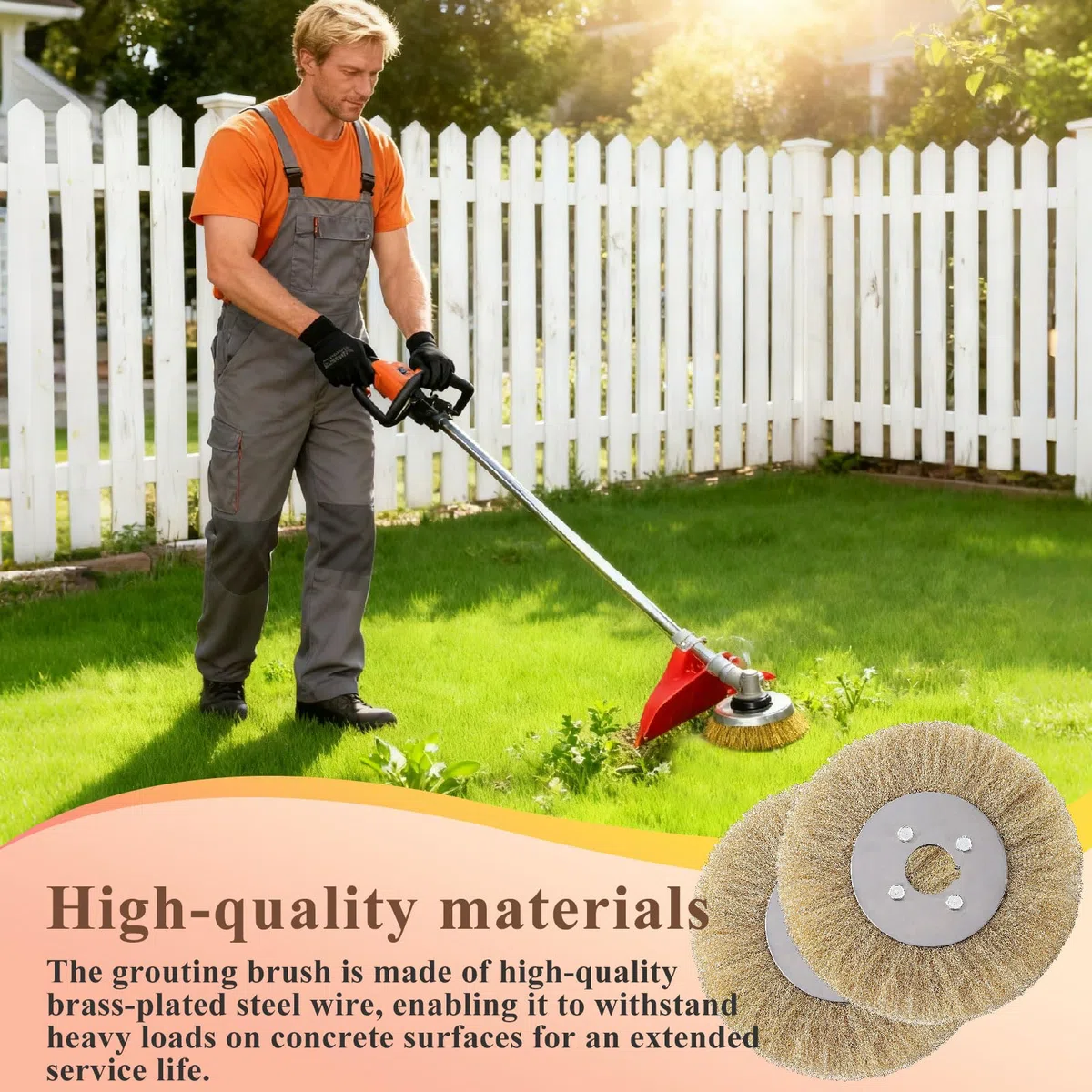 Spazzola per Fughe in Ottone, Set da 3 Pezzi, 110 mm di Diametro, per Pulizia e Rimozione di Erbacce da Pavimenti e Giardini, Compatibile con Multibrush e Weedbrush