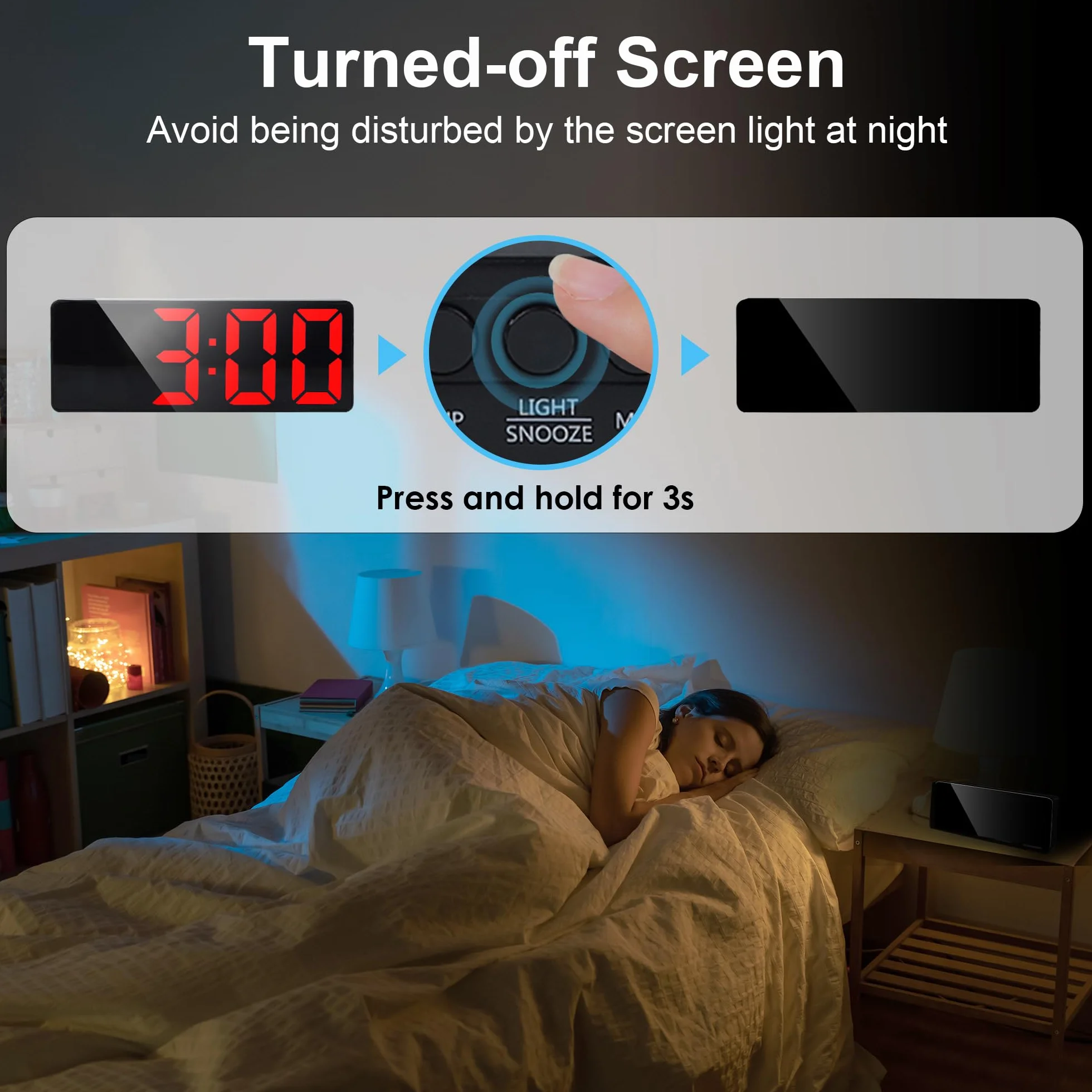 Lafocuse Sveglia Digitale da Comodino 6.7" LED Display, Orologio Digitale da Tavolo con Allarme, Snooze, Luminosità Regolabile, Temperatura, Datario, Sveglia Elettrica per Camera da Letto, Rosso