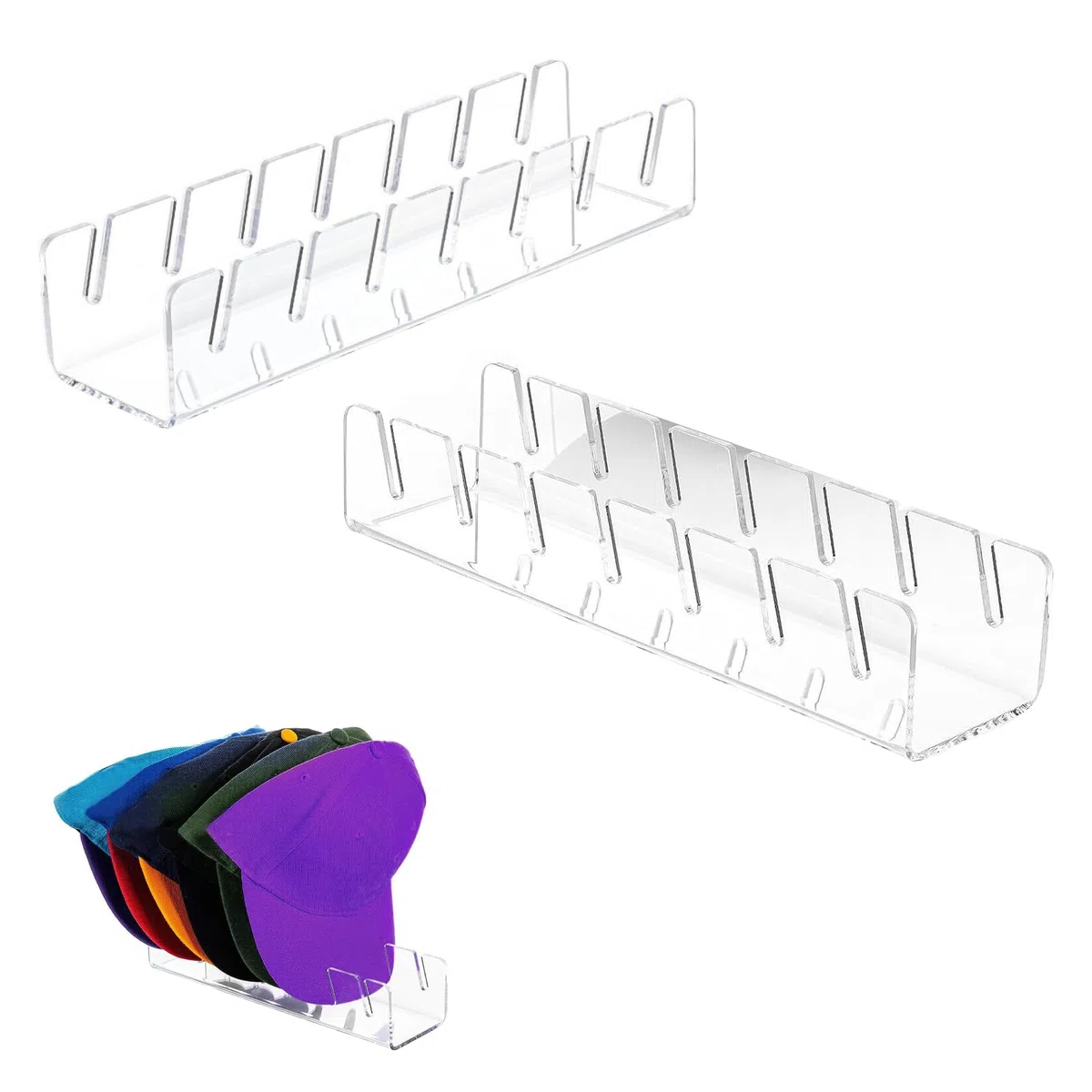 2 Porta Cappelli da Armadio,Trasparenti,Porta Cappelli Minimalisti,Nessuna Installazione Portacappelli Può Conservare 7 Cappelli per Esporre Cappellini da