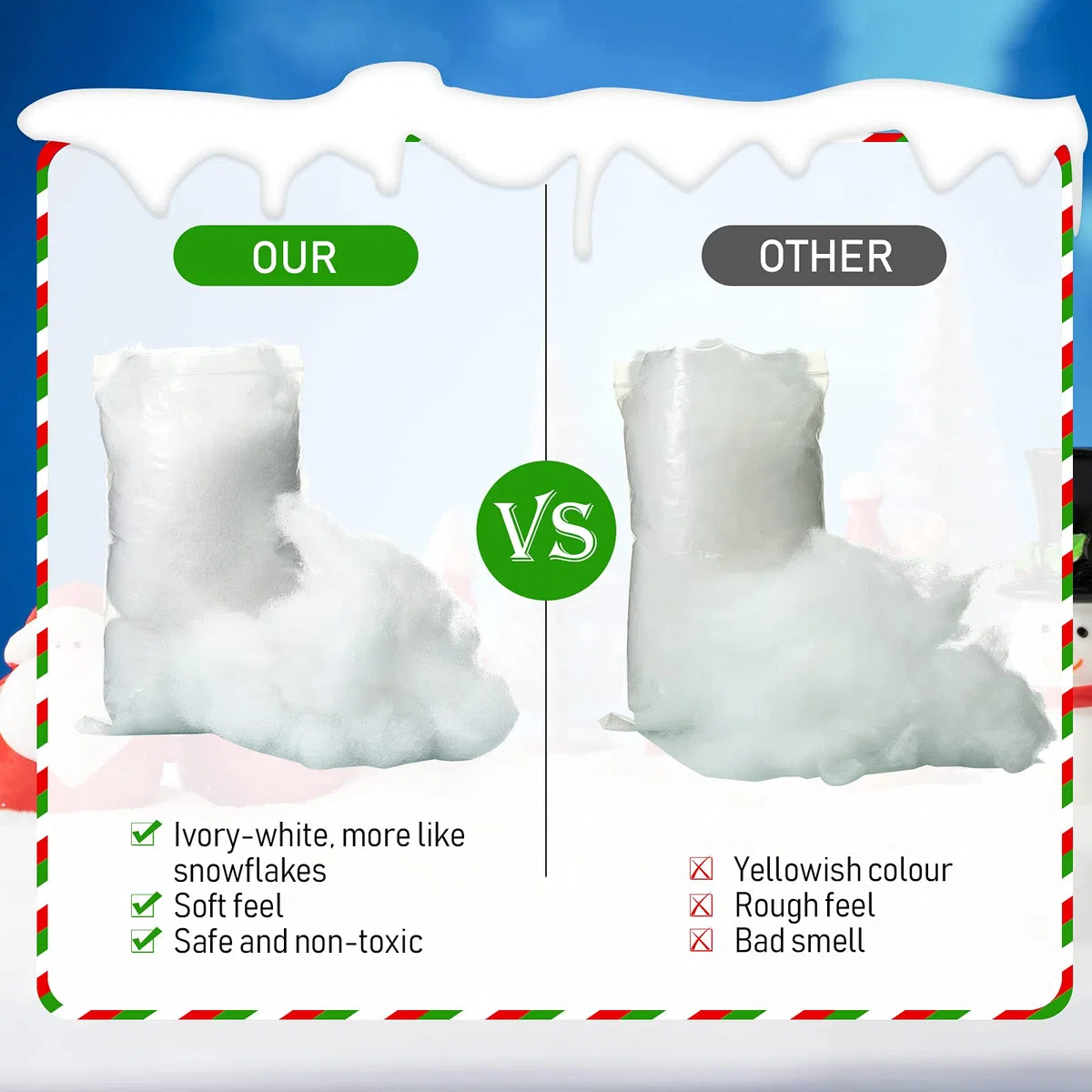 Tatuo Neve Finta di Natale Coperta di Neve Artificiale Fibra Soffice per Albero Natale Inverno Mantello Villaggio, Natività e Facile Decoro Natalizia, 5,3 Once per Sacchetto (1 Borse)