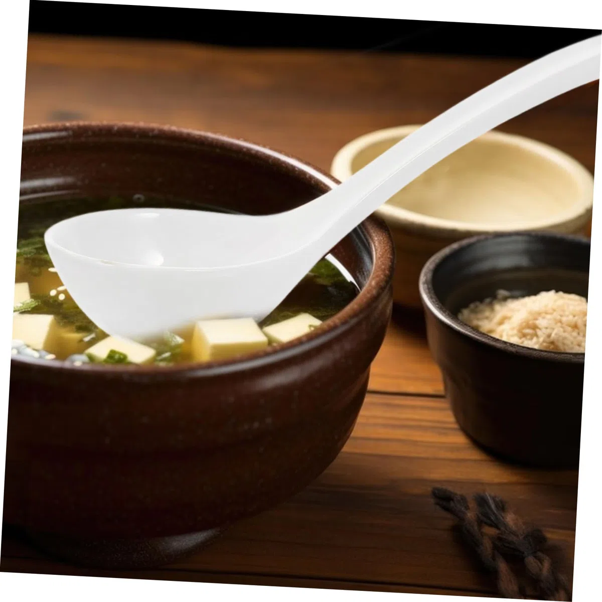 Cucchiaio da Zuppa Cinese in Porcellana Bianca Manico, Resistente e Lavabile in Lavastoviglie, per Servire Zuppe Durante Riunioni Familiari