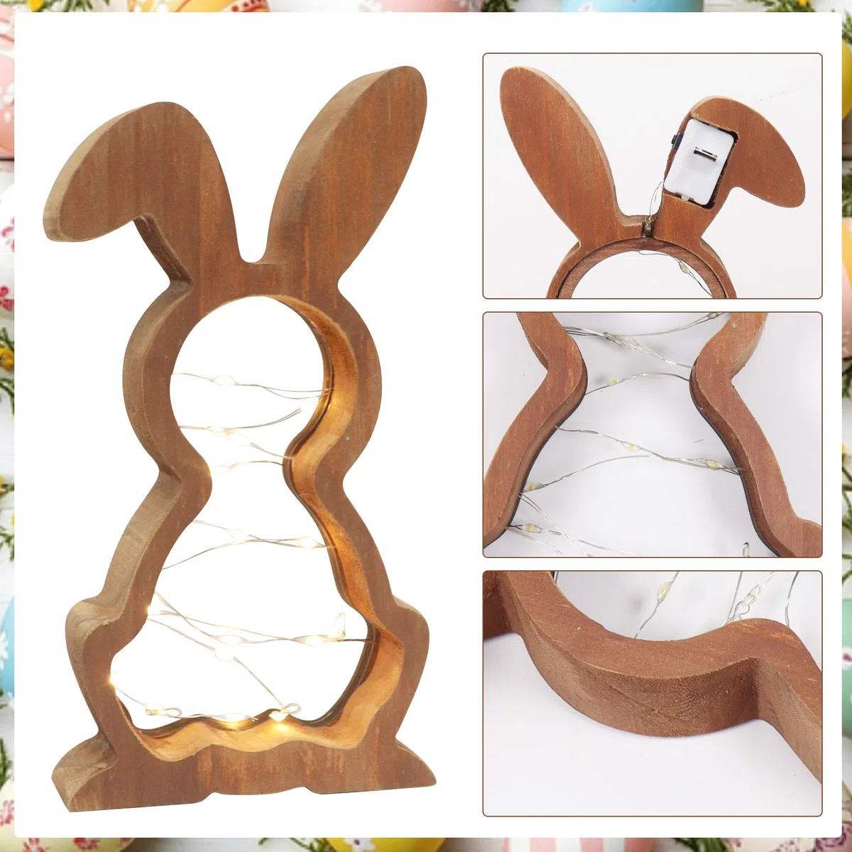 LED Decorazioni Pasquali Legno, Coniglietti Pasquali Legno Lucine LED, Coniglio Pasquale Luminosa, Coniglietti Pasquali Decorativi, Decorazioni Primavera, Centro Tavola Pasquale, Regali Pasqua