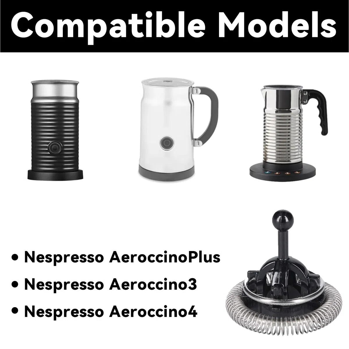 GIONAR Frusta di ricambio per montalatte, frusta da caffè, montalatte, ricambio per frusta Nespresso/Nestlé, ricambio per montalatte