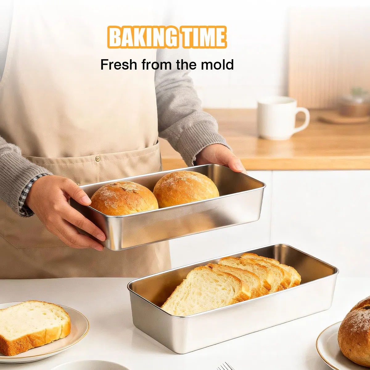 VINATO 2 Pezzi Teglia da Forno Acciaio Inox,Teglia Forno Rettangolare Inox,per Cuocere, Cucinare,Lavabile in lavastoviglie