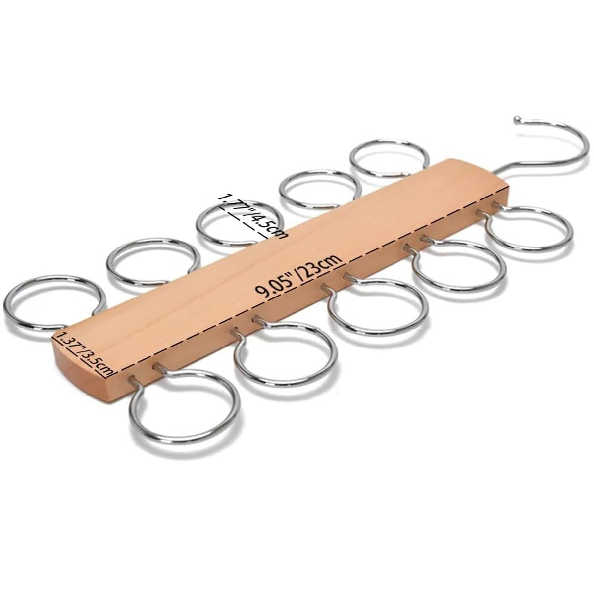 Supporto per sciarpe, in legno, con 10 fori, per guardaroba, cravatte, cinture, sciarpe, accessori (marrone, 2)