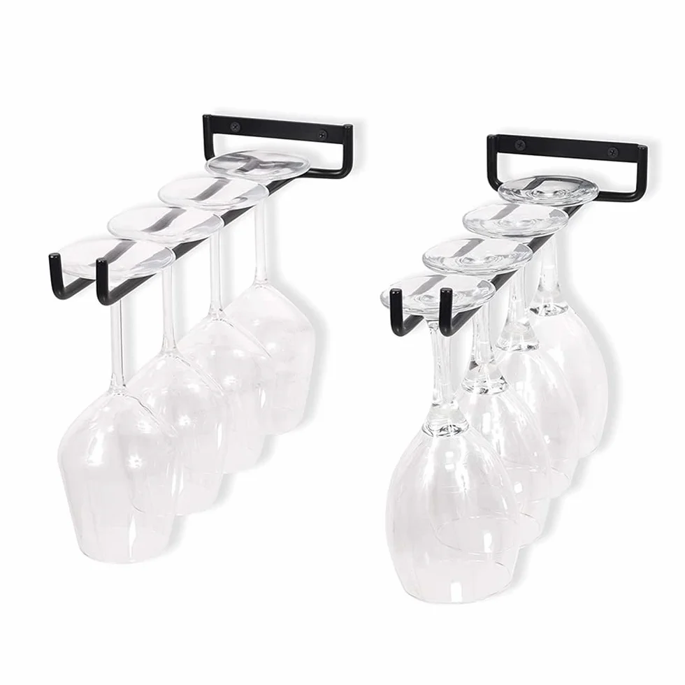 Portabicchieri da Vino, 2 Pezzi Portabicchieri Sospeso Porta Bicchieri Da Mensola, Porta Calici Sotto Armadio, Porta Bicchieri Organizer per Casa e Bar