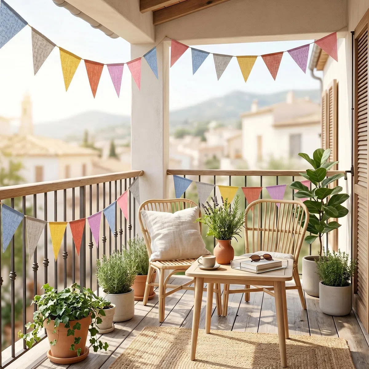 jijAcraft Ghirlanda di bandierine per esterni, colori pastello, 12 m, resistente alle intemperie, riutilizzabile, ghirlanda decorativa per feste, con 36 bandierine per giardino, campeggio, compleanno