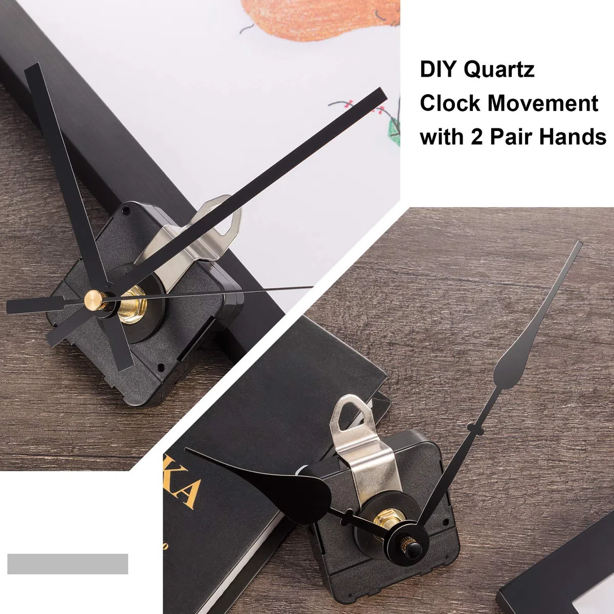 Meccanismo di movimento dell'orologio ad albero lungo ad alta coppia con 2 diverse paia di lancette (colore set 1, lunghezza albero 20 mm)