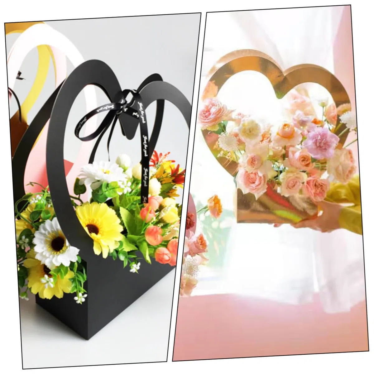 Healifty 4pezzi Scatole Floreali Forma Di Cuore Confezione Da Carta Resistente Per Bouquet Eleganti Per Matrimonio E Feste Design Romantico E Multifunzionale