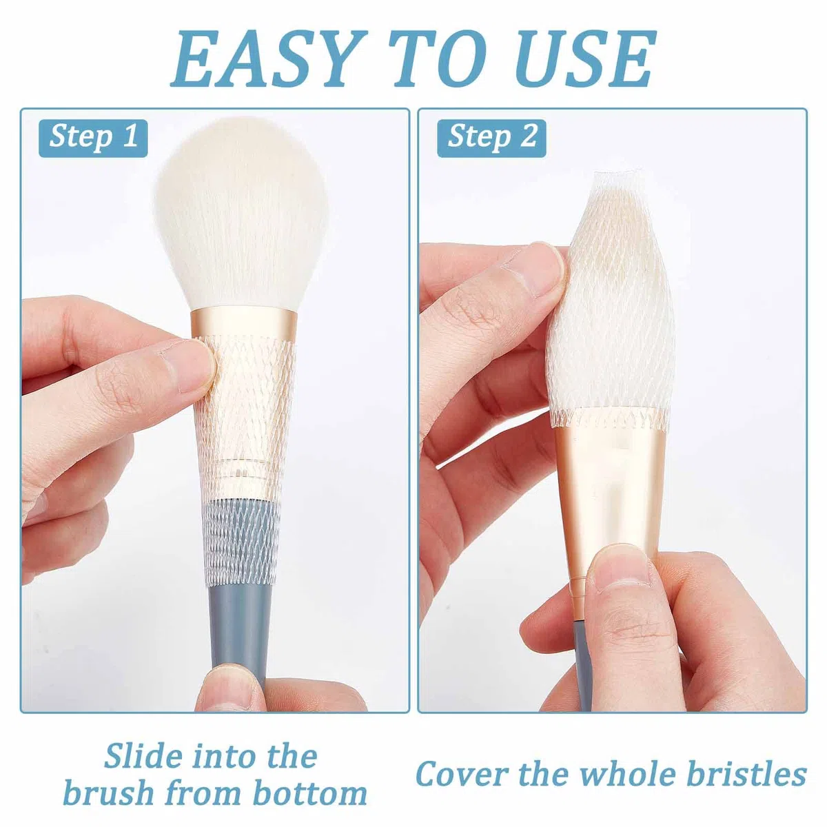 GORGECRAFT 200 pz Proteggi Pennelli da Trucco Rete per Rocchetto di Filo Risparmiatori Riutilizzabile Copertura in Rete Espandibile Rete per Filo per Ombretto Pennello Cucito/Ricamo, Bianco