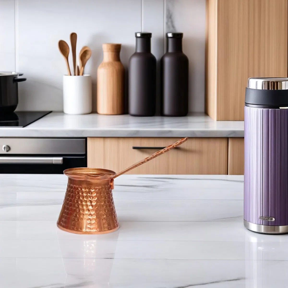 Luxshiny Caffettiera Turca Retro Resistente al Calore Usura Macchina da Caffè Compatta per Espresso e Tè Adatta Piani Cottura Elettrici e Ceramici