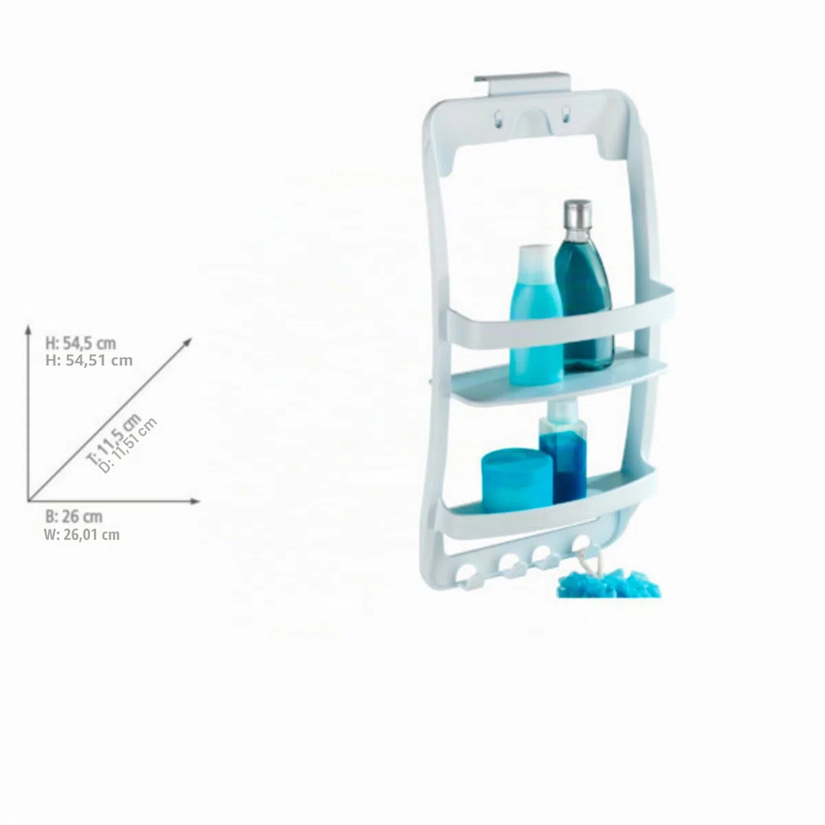 Wenko Portaoggetti doccia, Polipropilene, 26 x 54.5 x 11.5 cm, Bianco