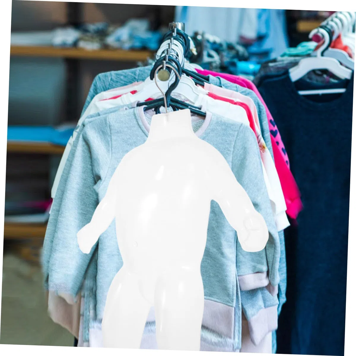 ULTECHNOVO Manichino Bambini a Figura Intera in Plastica Trasparente con Braccia e Gambe per Esposizione Abiti Neonati e Bambini, Regolabile, Leggero e Robusto, per Negozi e Fiere