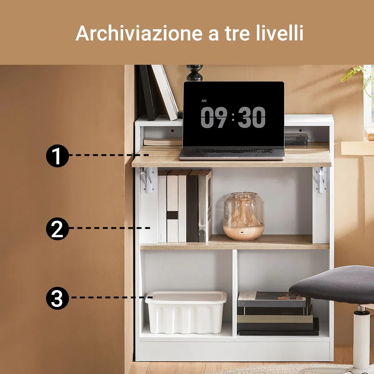SoBuy Scrivania Pieghevole Salvaspazio per Ufficio e Casa Tavolo da Lavoro Multifunzionale in Legno con Design Richiudibile Ideale per Cameretta, Studio, Piccoli Spazi 70x57x85cm FWT104-WN