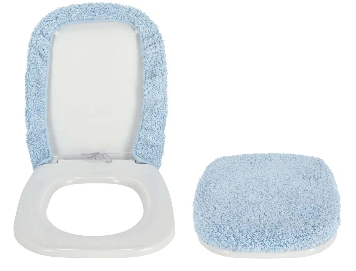 Casatessile Copriasse WC Velluto 50X50 cm. Misura Grande Copri ASSE Morbido, Coprisedile Water, Copriwater Universale - Azzurro