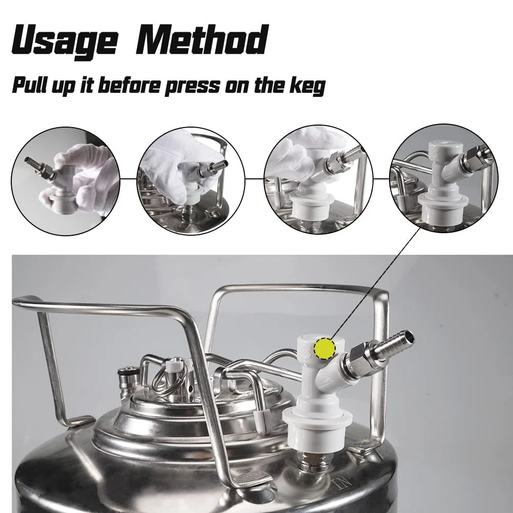 PERA 2 Paia Ball Lock MFL Gas & Liquido barilotto di Birra Quick Disconnect Set accoppiatore barile, plastica, Acciaio Inossidabile, Grigio e Bianco