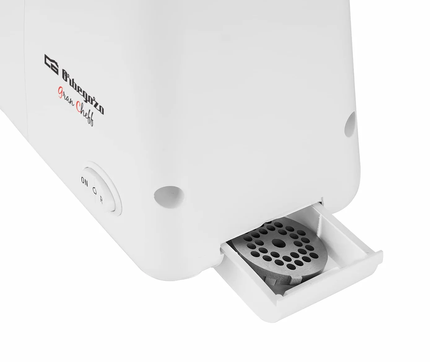 Orbegozo MP 2000, Tritacarne Elettrico, Funzione Movimento di Ritorno, 600 W, Pulsante Start Stop, Collo in Metallo, 3 Dischi Intercambiabili, 2 Lame, Bianco