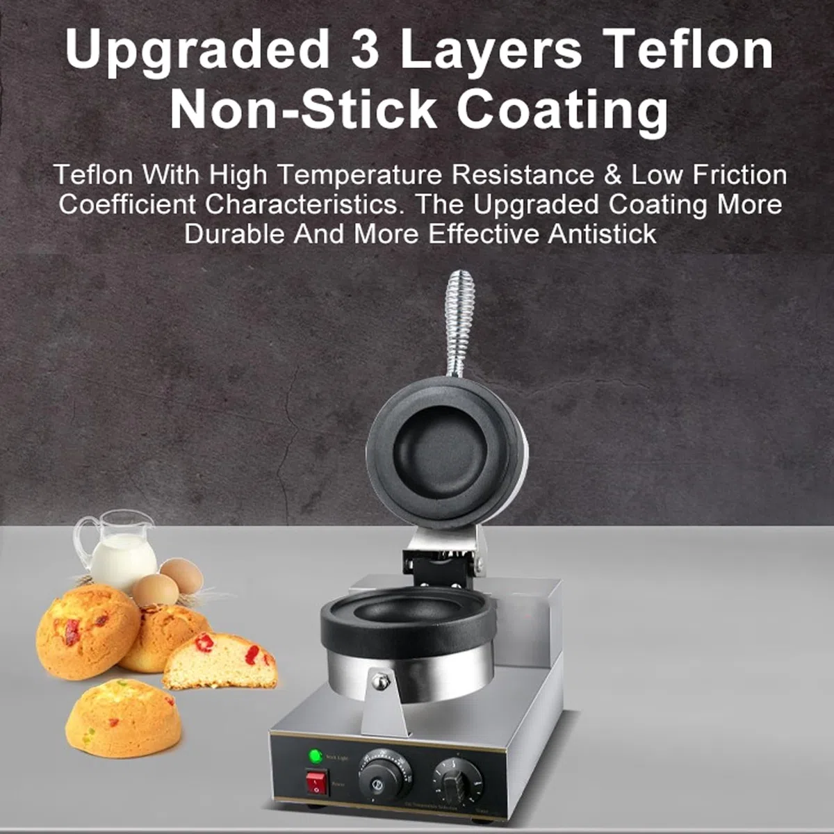 Maker di waffle di hamburger commerciale, 1300 W Stick Electric Panini Press Machine di hamburger 50-300 ℃ Controllo a temperatura Riscaldamento a doppia faccia da 5 minuti Guppa