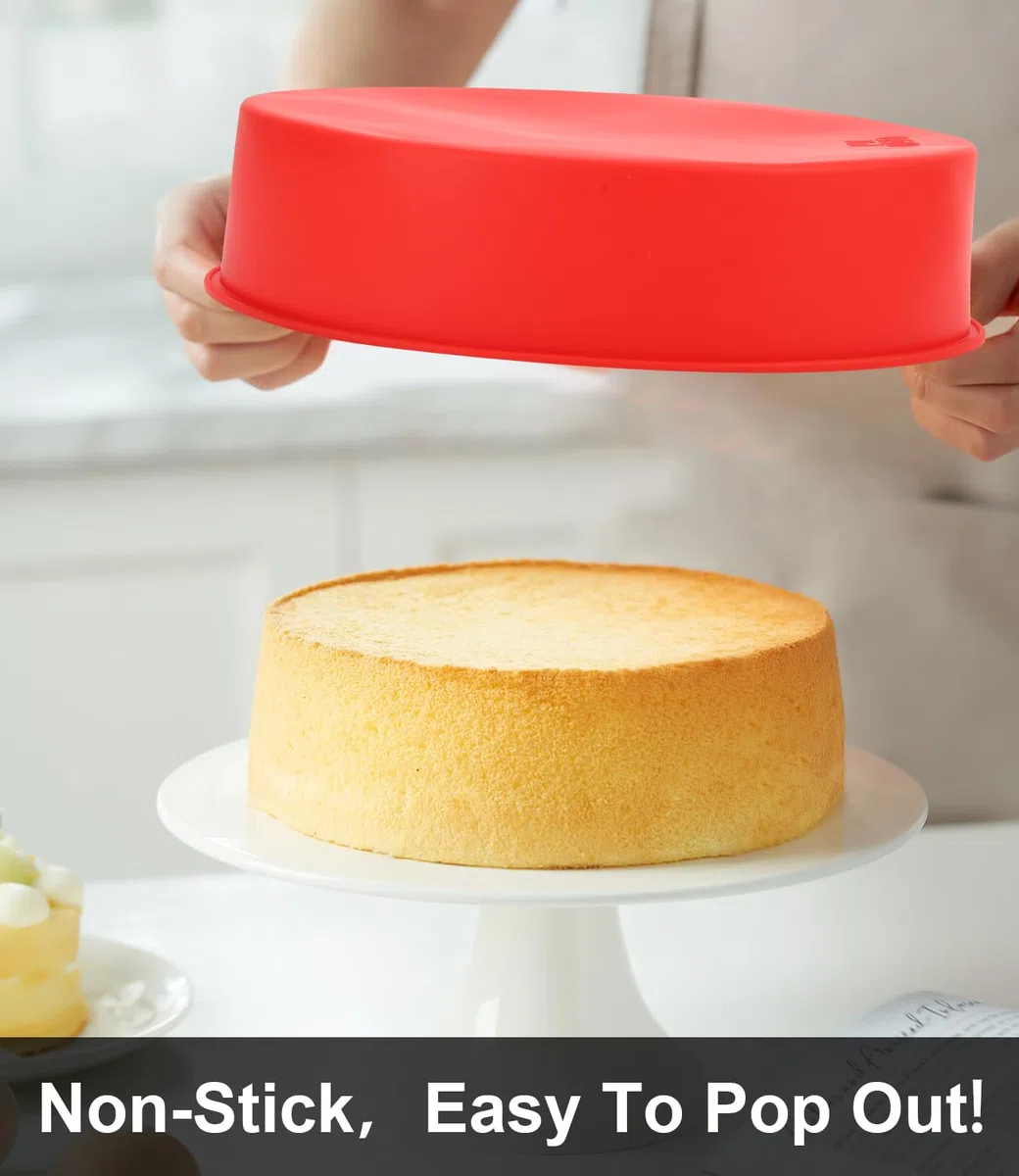 Stampi in Silicone per Dolci, 4 pezzi Antiaderenti E Rilascio Rapido Silicone Torta Stampo, Tortiera Rotonda Riutilizzabile per Torta a Strati, Torta Al Formaggio, Torta Arcobaleno(10.7/16/21/26cm)
