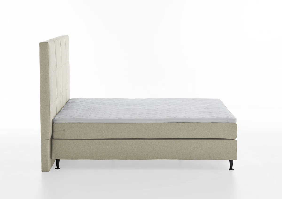 Atlantic Home Collection Letto a molle con testiera extra alta Ryan, color crema, 180 x 200 cm