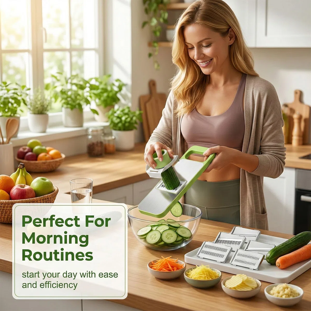 Mandolina per Verdure Professionale Taglia Multifunzione 6 Lame Intercambiabili, Taglia Verdure, Affetta Verdure Manuale per Verdure, Julienne, Grattugia e Chips