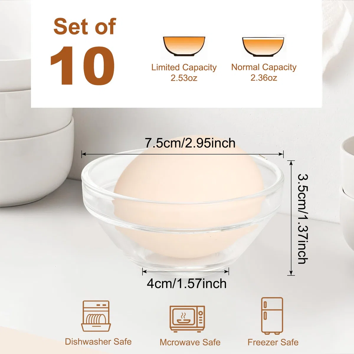 10 Pezzi Ciotole in Vetro Dessert Ciotole Vetro Piccole 75 ml Mini Ciotoline per Salse Piccole Piatto per Salsa Di Soia Da Immersione Ingredienti da CucinaTapas Dessert