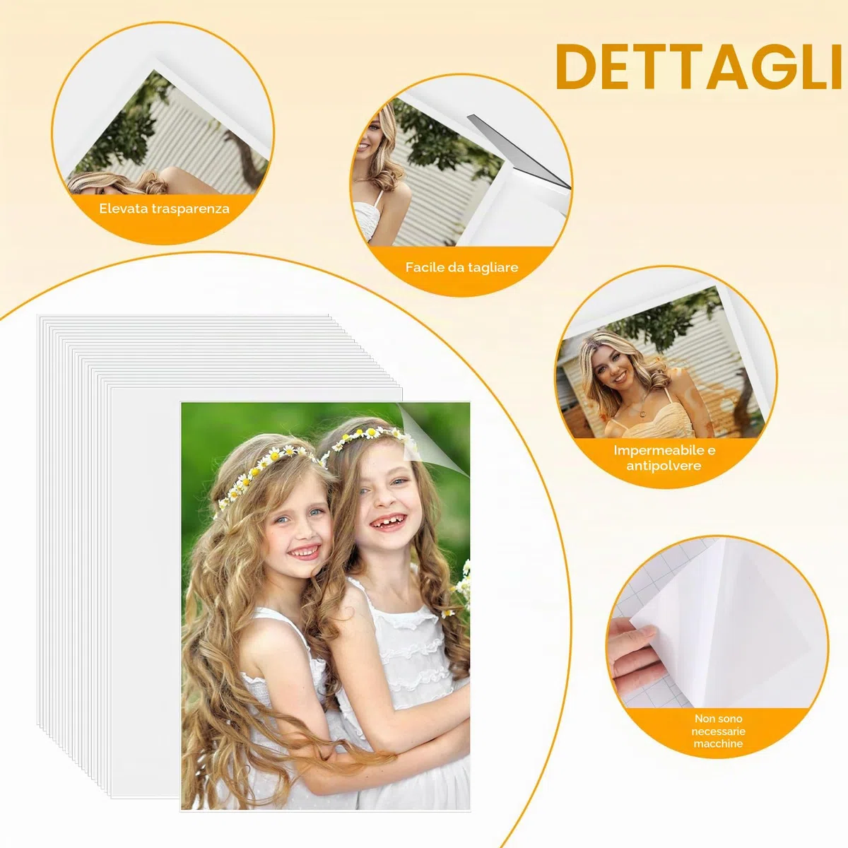 25 pellicole autoadesive per laminazione a freddo, formato A4, trasparente, per laminazione a freddo, autoadesive, impermeabili, per foto, copie, menu, manuale fai da te