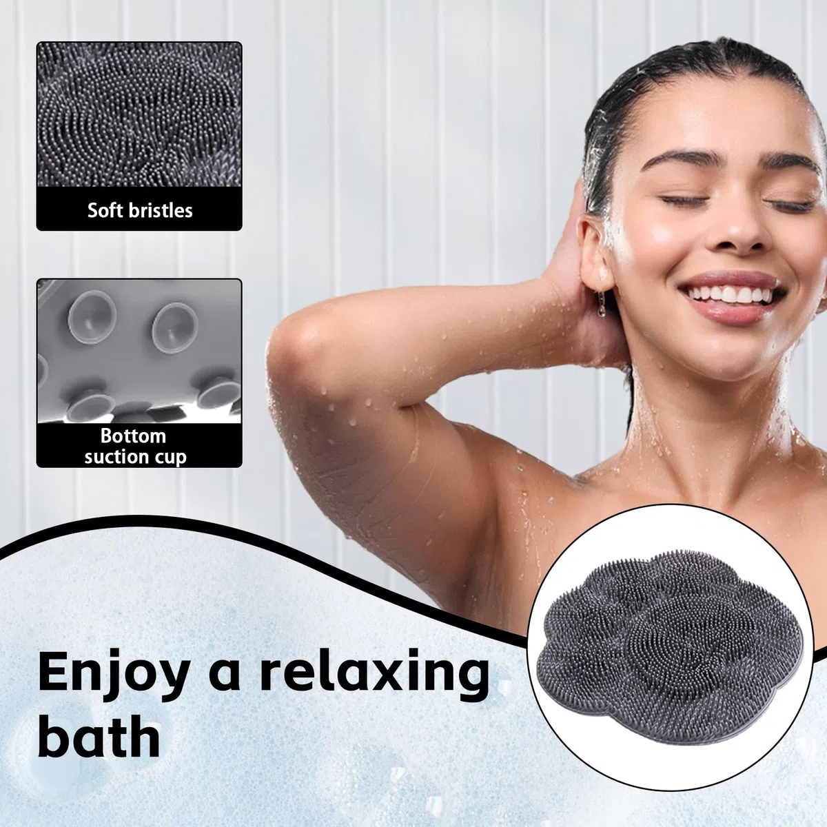 Colexy Tappeti Bagno, Tappetino Bagno Antiscivolo, Tappeto per Doccia, Tappeto Bagnos Assorbente con Ventose Forti Drenaggio, Design a Zampa di Gatto, Sicurezza per Bambini e Anziani (Grigio)