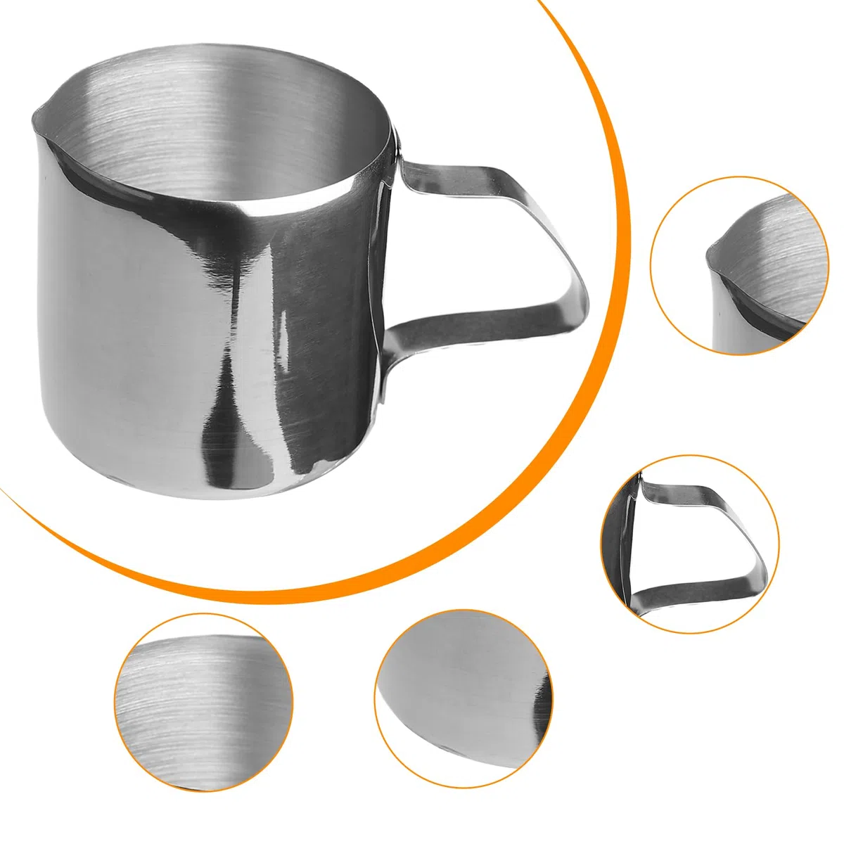 6 bricco per latte in acciaio inox: 30 ml, piccolo caraffa per latte in acciaio inox con manico, 1 oz bricco per la schiuma, cappuccino, latte, espresso