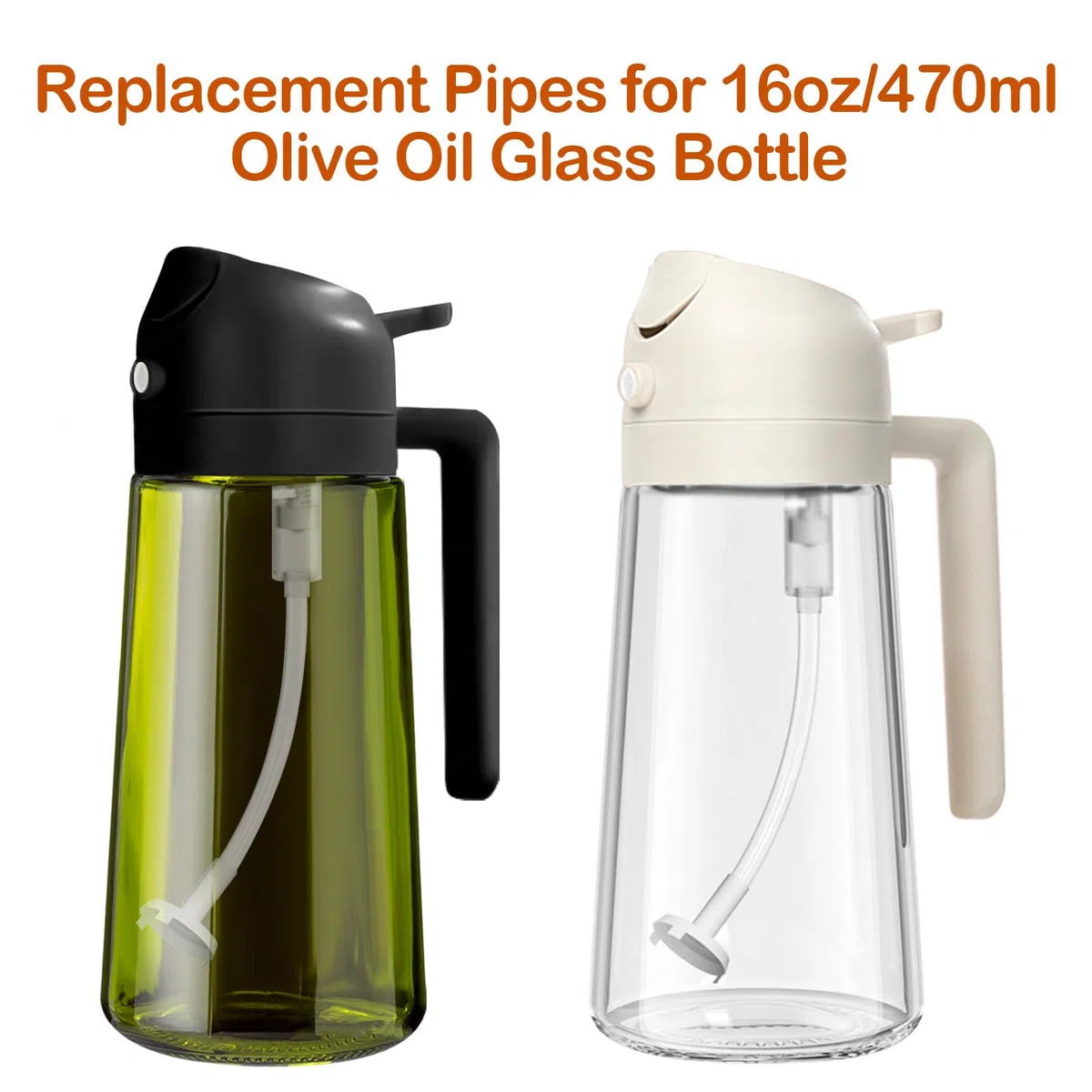 YARRAMATE 4Pcs Sostituzione della cannuccia di spruzzo per la bottiglia dell'irroratore dell'olio cucina, tubi di sostituzione dell'erogatore di 4.72in/12cm per di vetro d'oliva di cottura 16oz/470ml