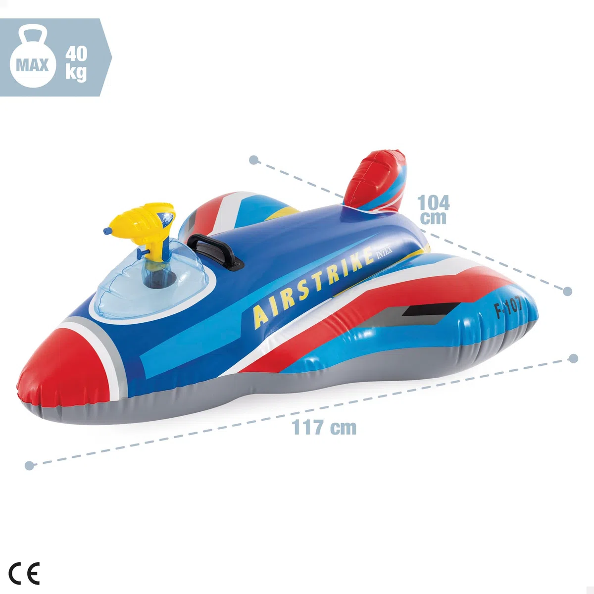 Intex Jet Fighter Ride-Ons 57531NP (gonfiato 112 x 91 x 41 cm/sgonfiato 117 x 104 cm)