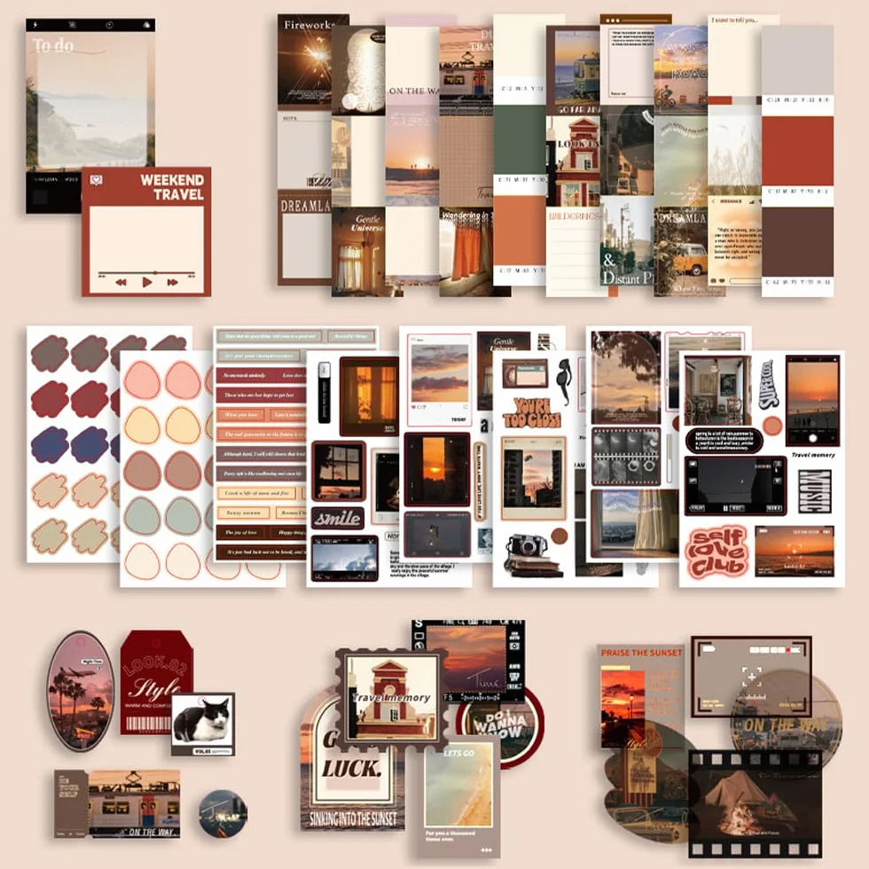 GmeDhc 350 Pezzi Scrapbooking Stickers Aesthetic Kit, DIY Journaling Diary, Decoupage Carta Decorativa, Adesivi Scrapbooking per Regali di Ragazzi e Ragazze Adolescenti