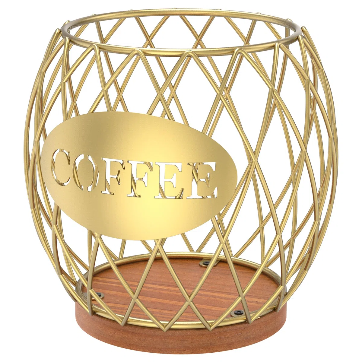 Cestino da caffè, 15 x 15 x 15,5 cm, in metallo, per capsule di caffè, per casa, cucina, bar, pub, bustine di tè (oro)