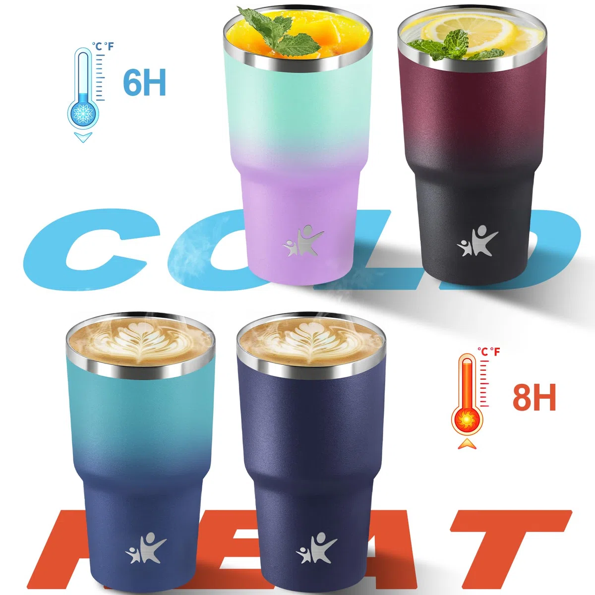 Grsta Tazza Termica 20oz, Termos Caffè, Bicchiere Termico con Coperchio a Prova di Perdite, Tazza da Viaggio, Ermetica Portatile, Travel Tumbler Per Caffè Caldo e Freddo, Acqua e Tè