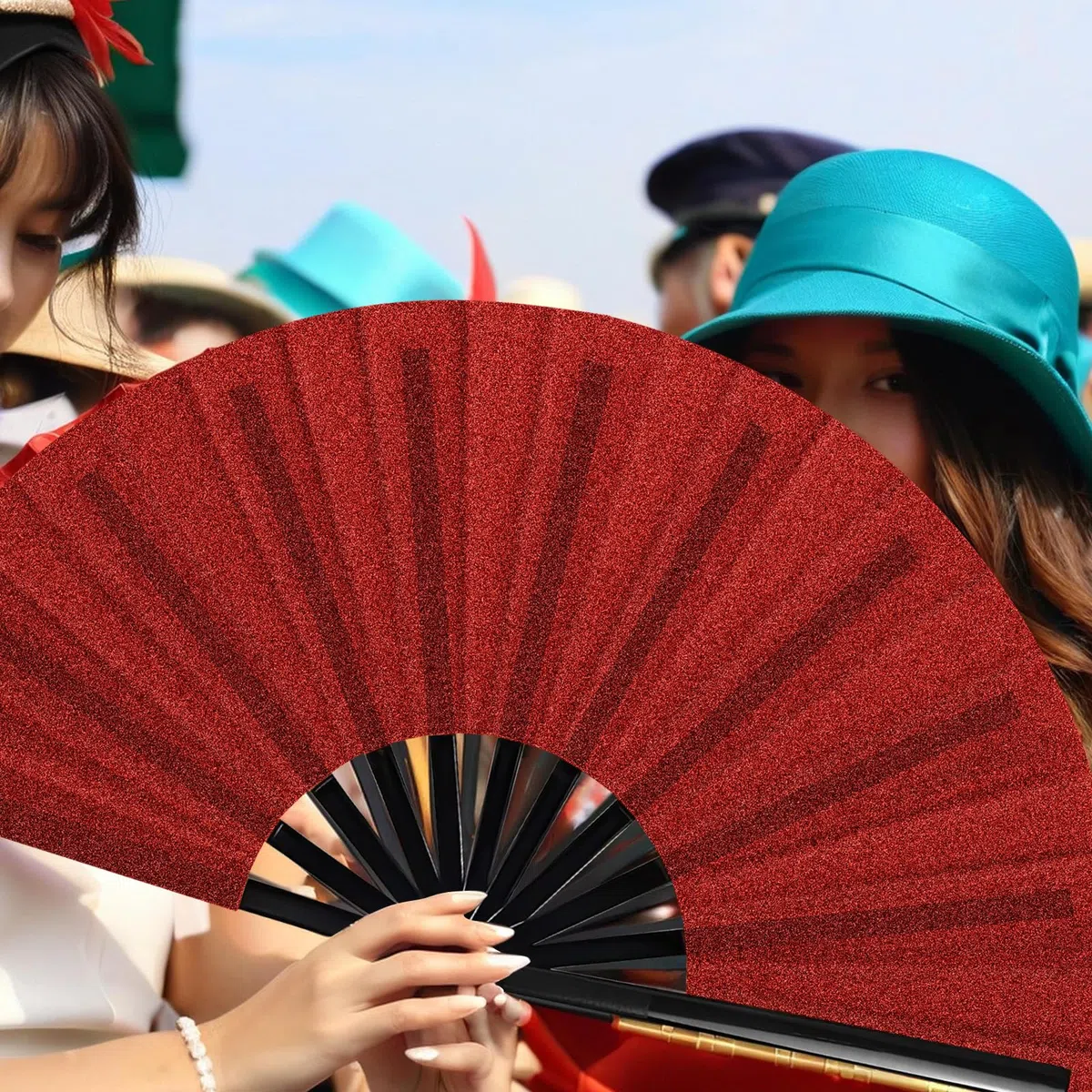 HINGTAI Grande fan pieghevole pieghevole-mano fan popping per Line Dancing Clacking