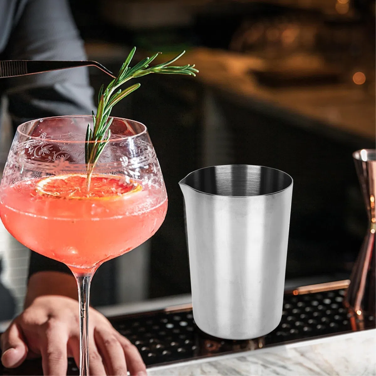 Shaker da Cocktail in Acciaio Inox, Brocca per Cocktail in Metallo Miscelatore per Bicchieri per Cocktail Bar Brocca per Mescolare Bevande(D'argento)