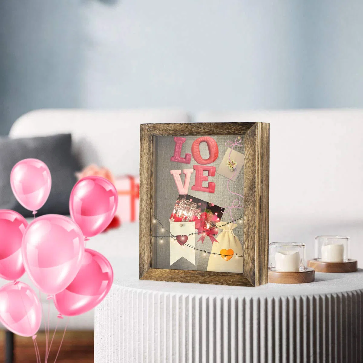 Love-KANKEI Cornice Porta Foto 3D in legno da Riempire per la Famiglia Amici ecc. (20 x 25 cm, Marrone)