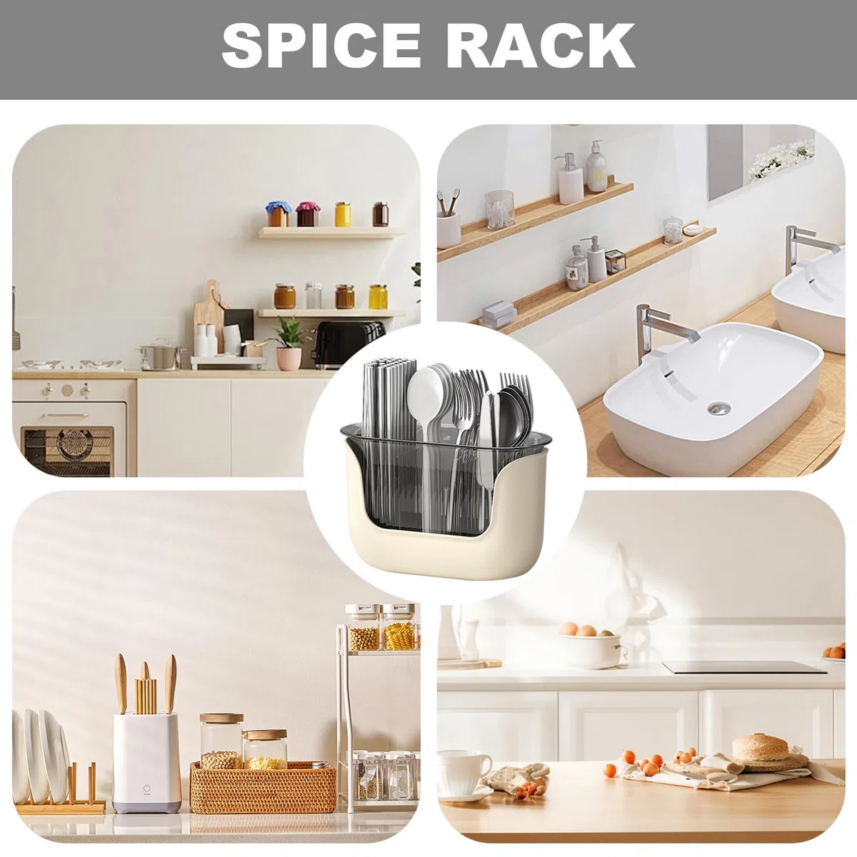 Supporto per utensili a 3 scomparti - 24 x 11 x 15 cm 267 g, organizer trasparente, supporto per drenaggio 'acqua | cucina piano cottura cottura cucina sala da pranzo casa ristorante posate Pinz
