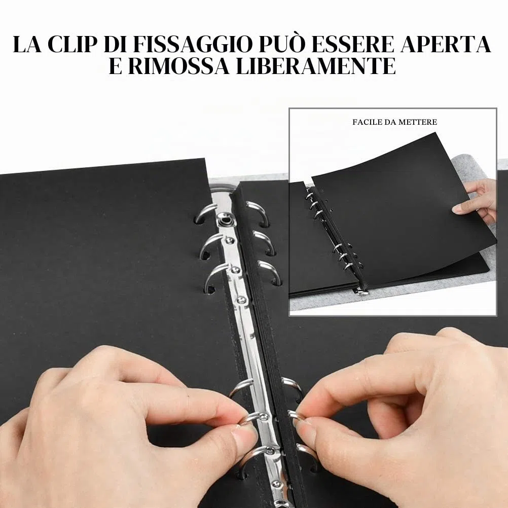 BUYGOO Album Fotografico Personalizzabile 60 Pagine Fai Da Te 19.5*18.5cm - Scrapbooking Vintage Nere - Regali per Laurea, Valentino, Anniversari