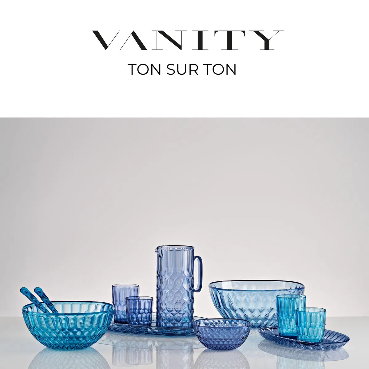 Guzzini - Vanity, portabicchiere universale, Blu denim, in Bio-based SAN e Bio-based SMMA - ACQUA