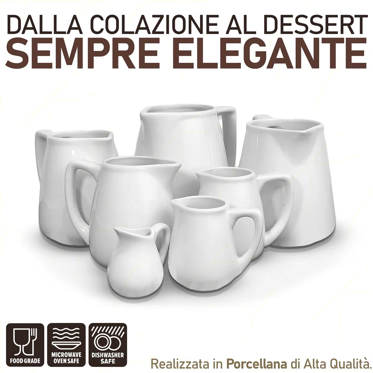 Sicignano | Lattiera Extra Grande in Porcellana Bianca 610 ml – Perfetta per Latte o Bevande Calde per più Persone – Accessorio Versatile e Resistente per Catering e Ristorazione
